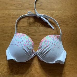 White Sequin Victoria’s Secret Push Up 34D Bikini Top
